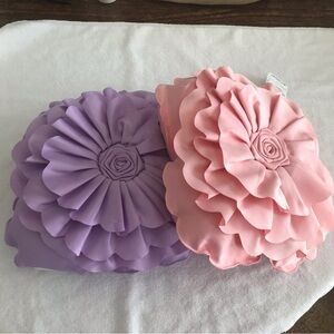 New Bundle Floral Pillowcases set pale pink, lilac. 12” across.
